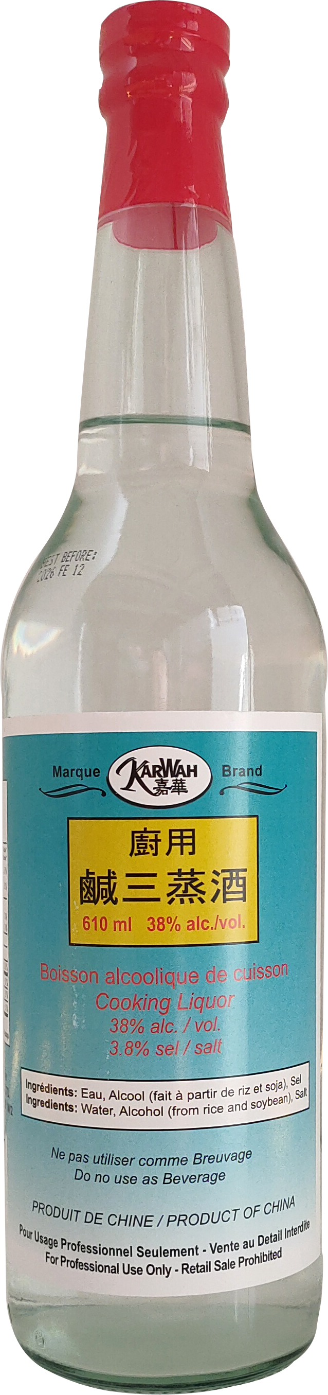 BOISSON ALCOOLIQUE DE CUISSON 38 % K.W. 24/610 ml