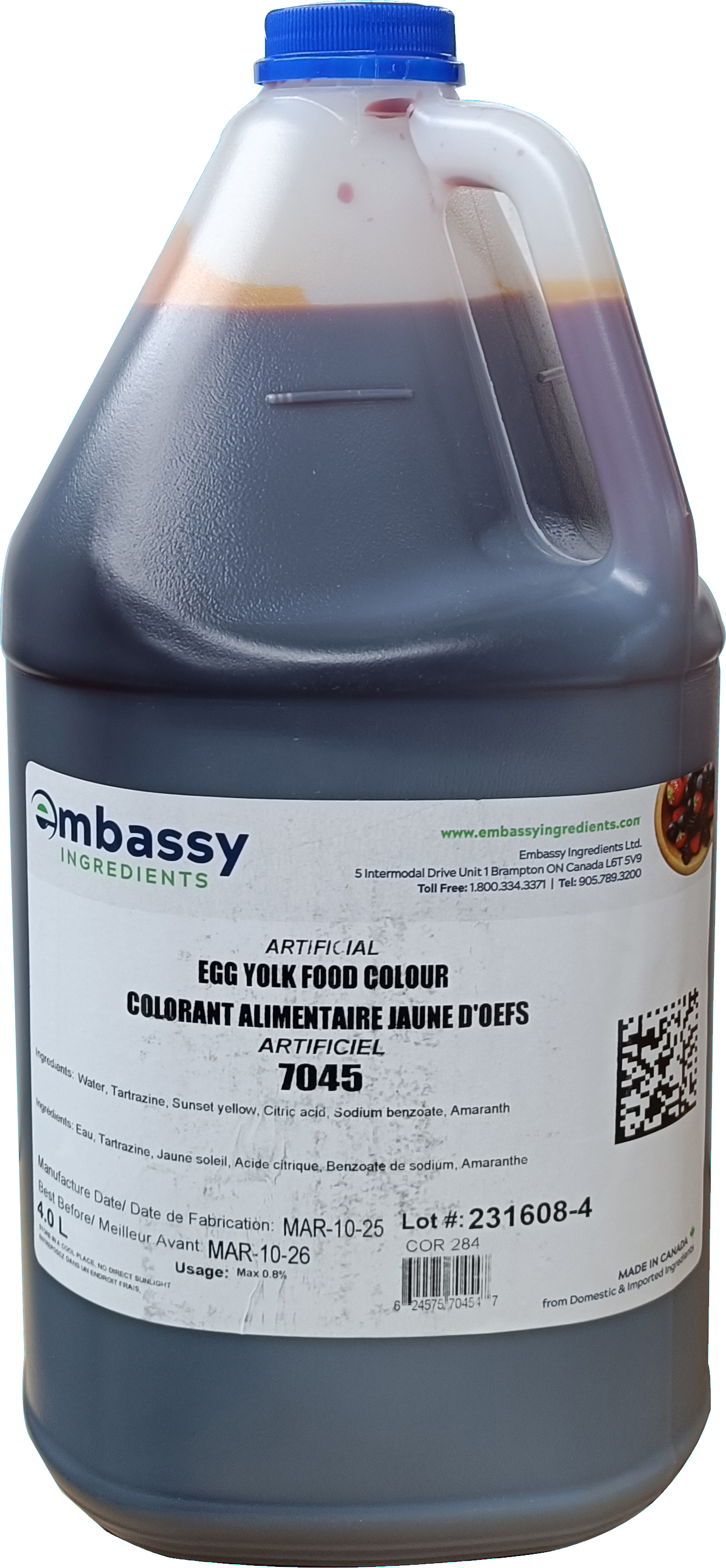 COLORANT ALIMENTAIRE JAUNE D’ŒUF 4 L