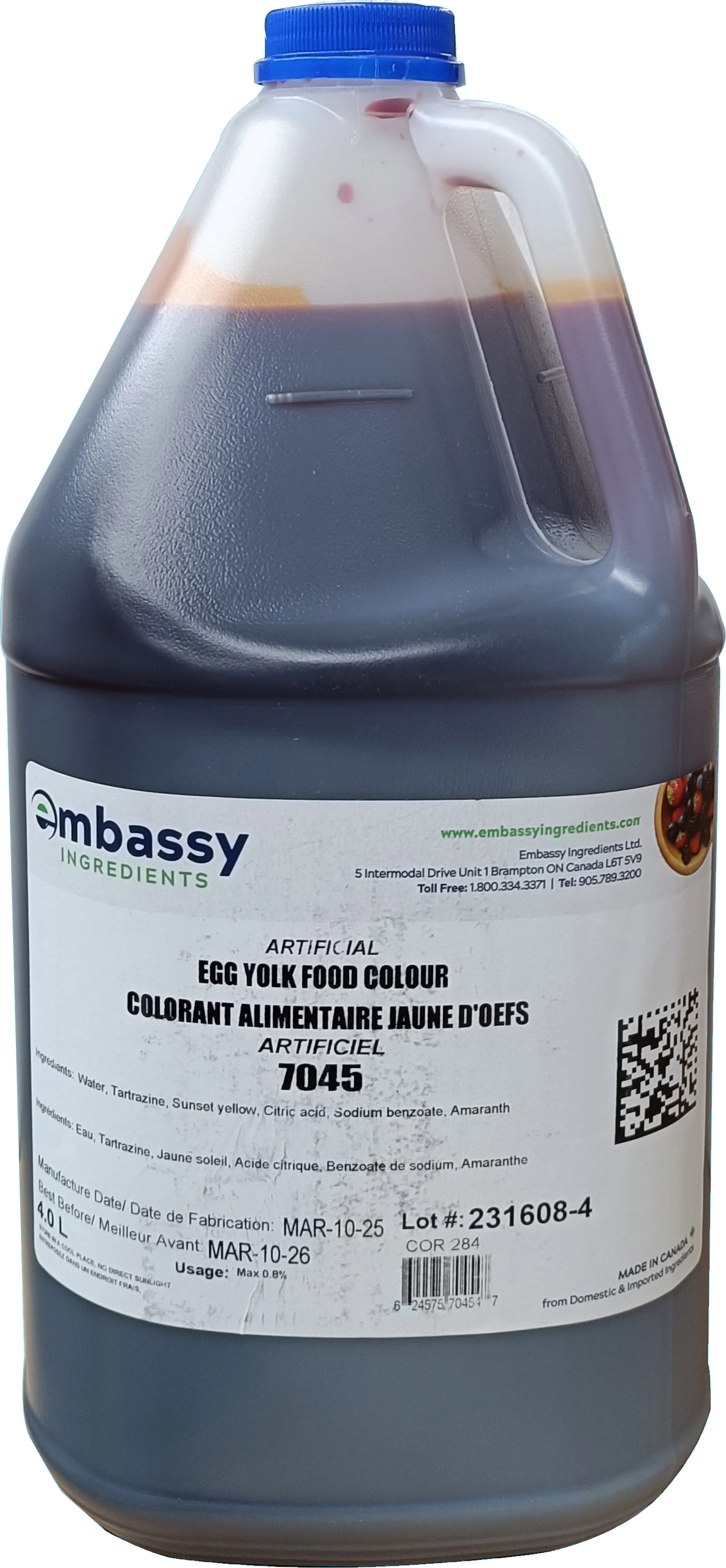 COLORANT ALIMENTAIRE JAUNE D’ŒUF 4 L