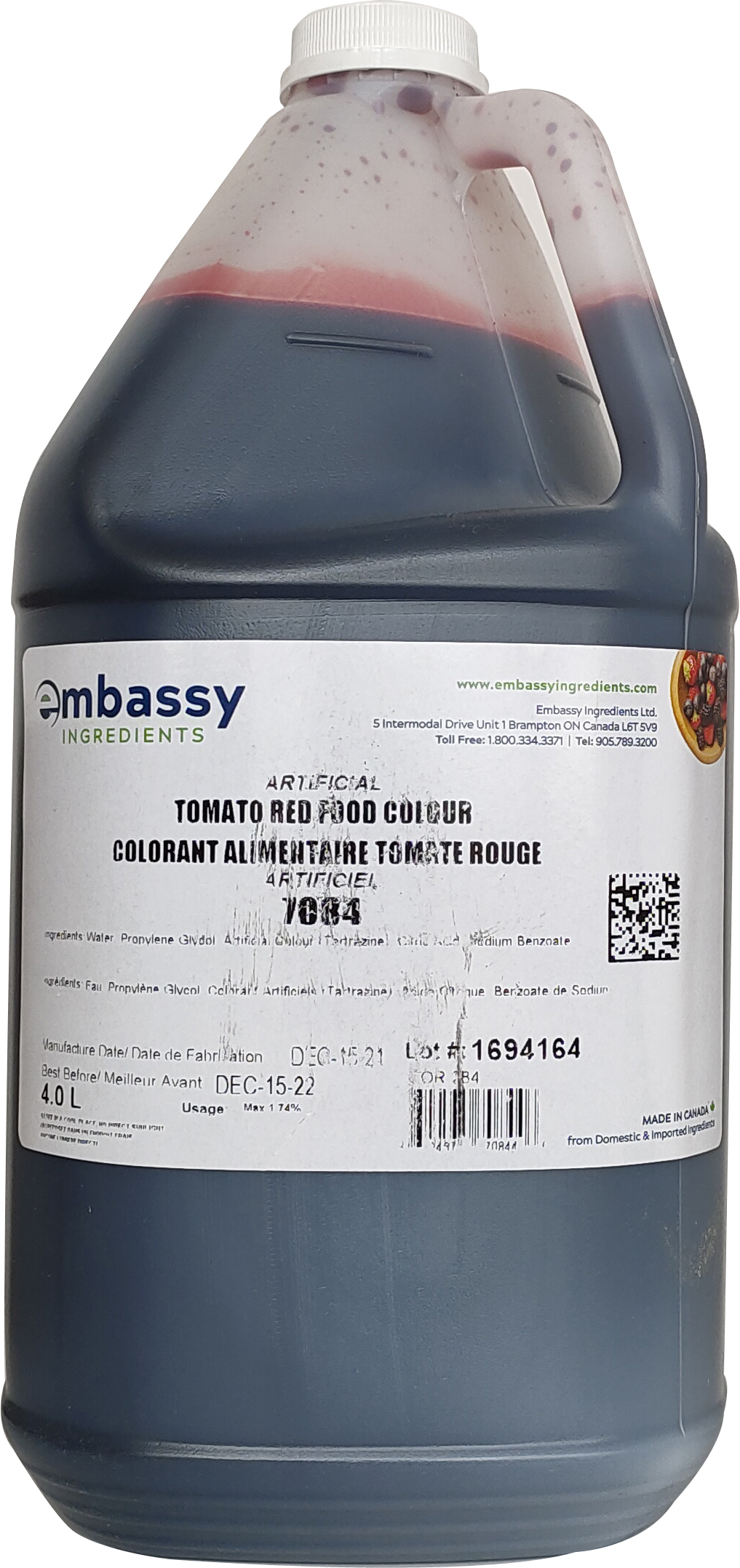 COLORANT ALIMENTAIRE TOMATE ROUGE 4 L
