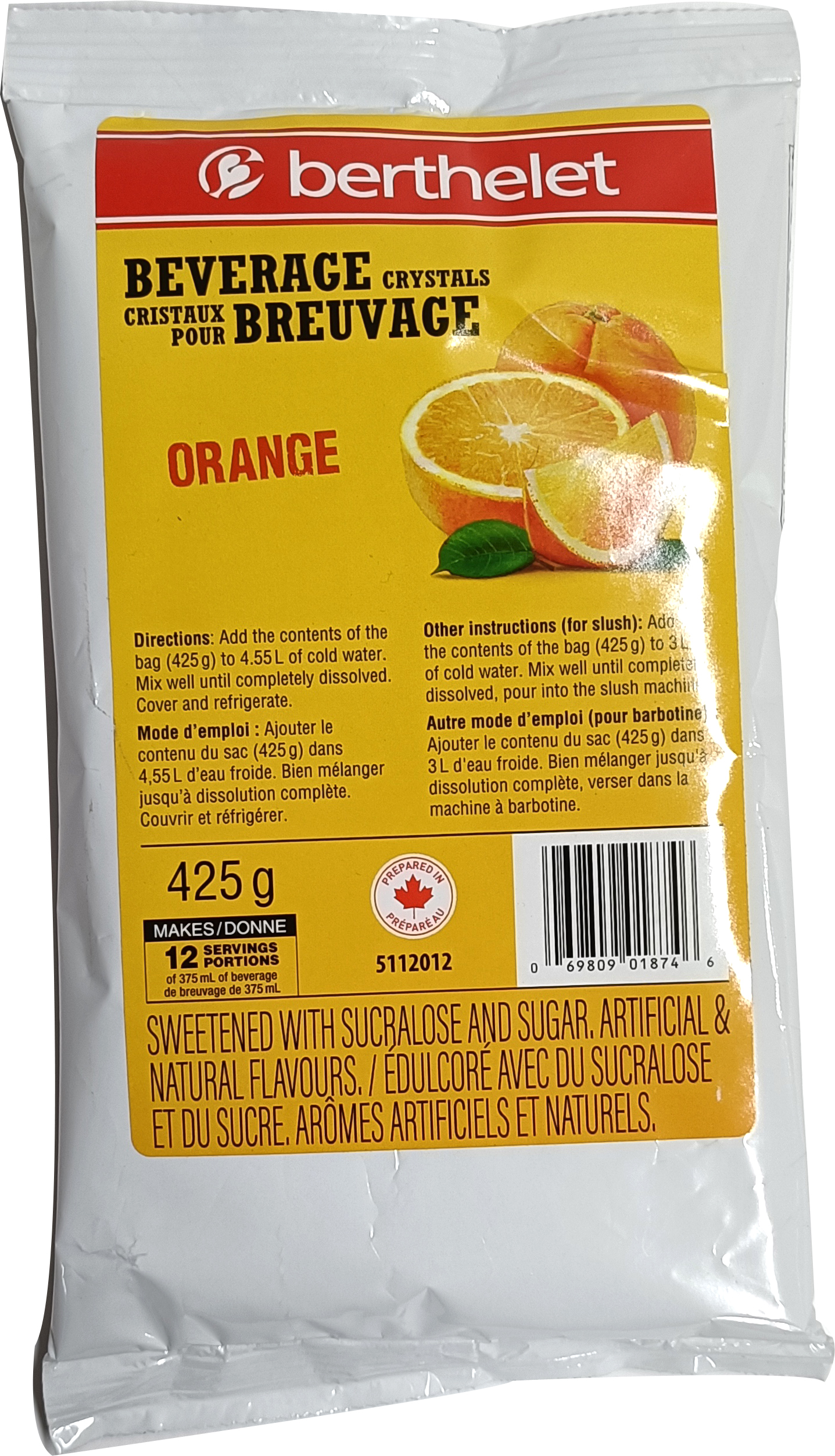 CRISTAUX POUR BREUVAGE ORANGE  12/425 g