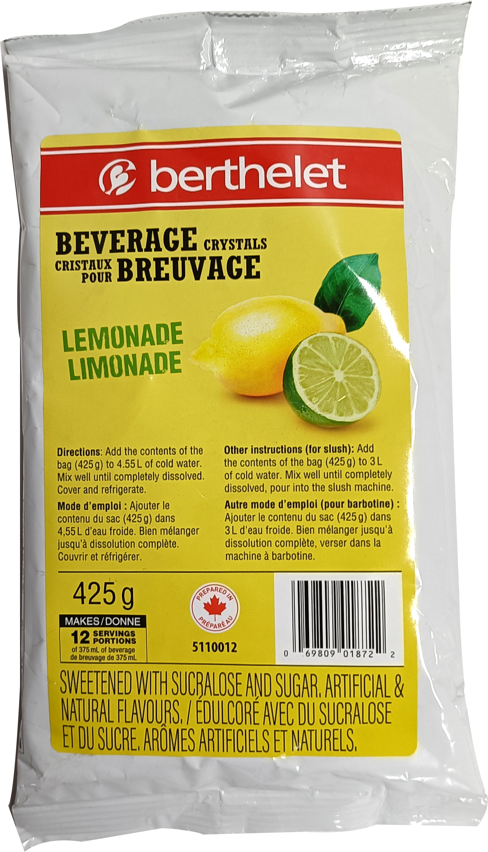 CRISTAUX POUR BREUVAGE LIMONADE  12/425 g