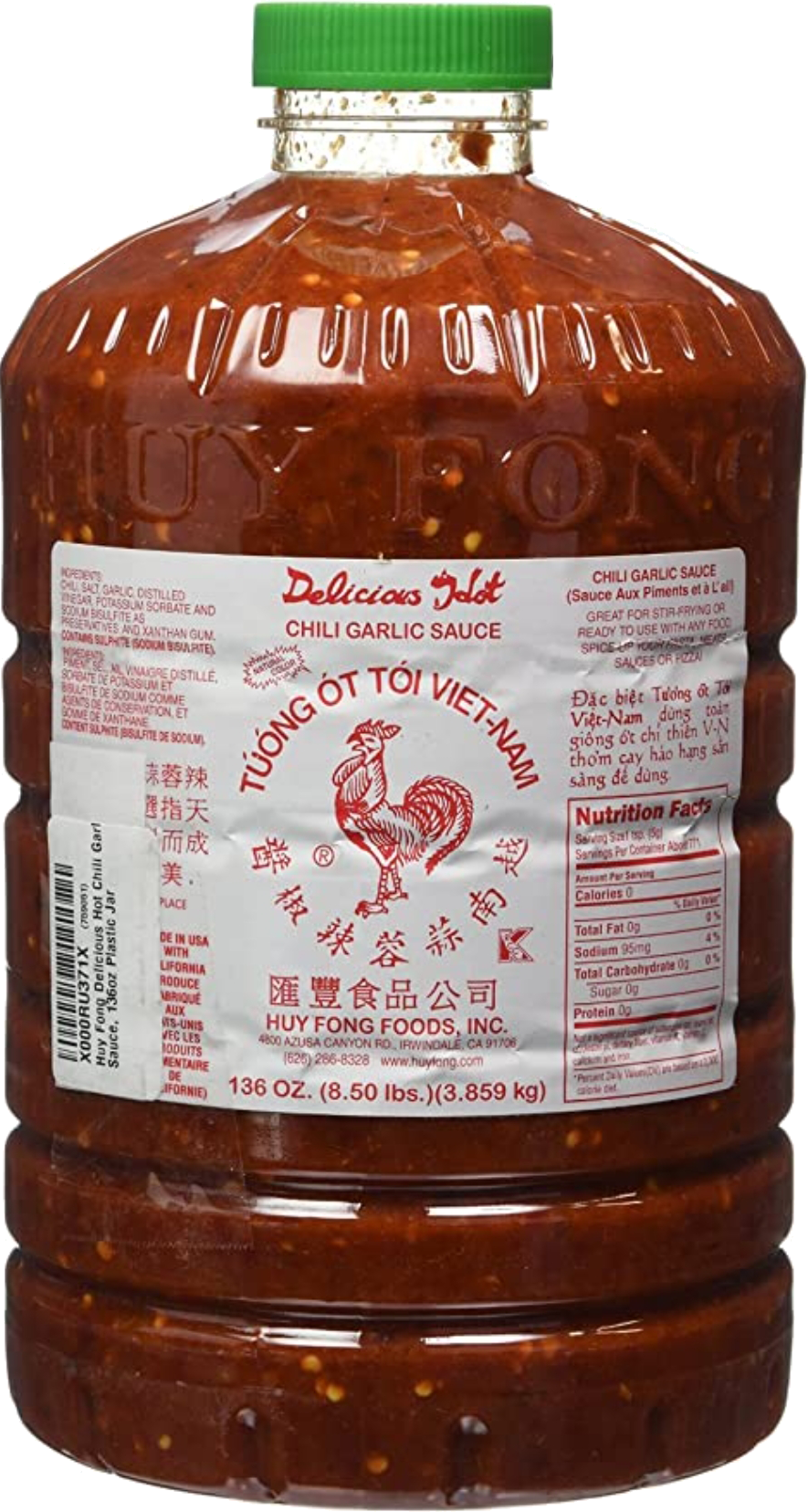 SAUCE AUX PIMENTS ET À L’AIL HUY FONG 3/3.5 L