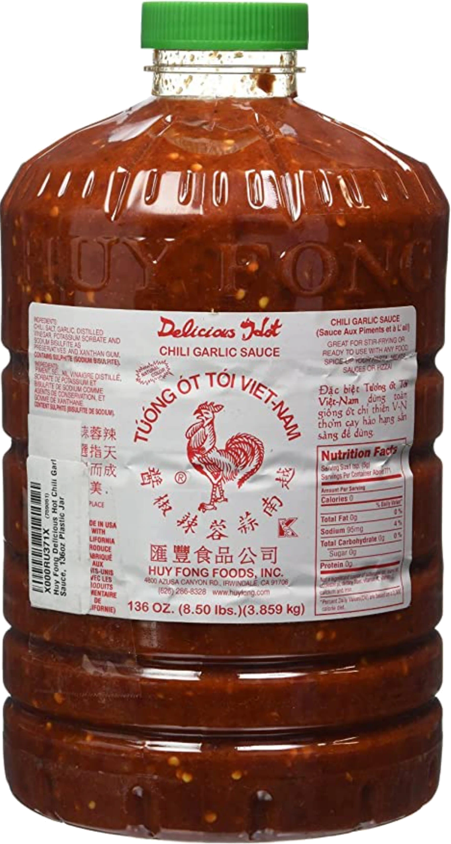 SAUCE AUX PIMENTS ET À L’AIL HUY FONG 3/3.5 L