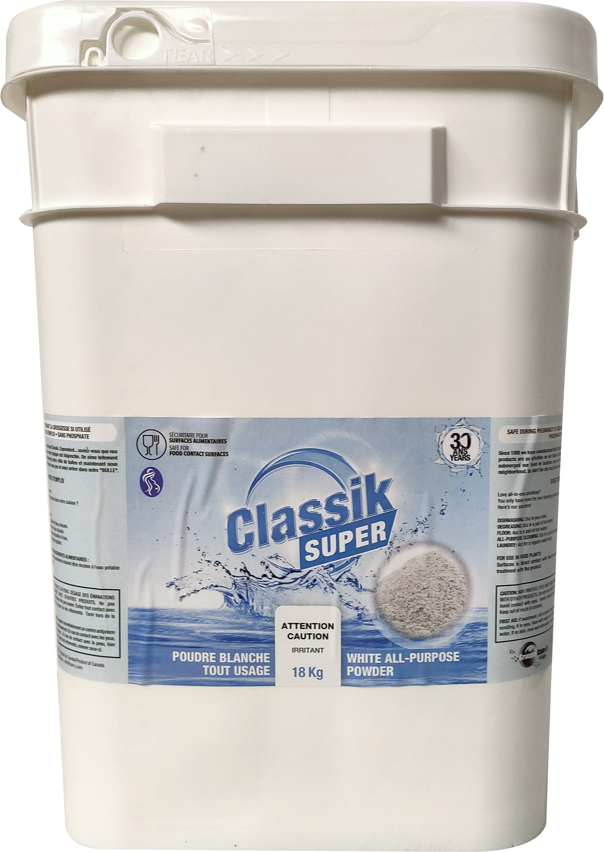 DÉTERGENT SUPER WHITE EN POUDRE  18 kg
