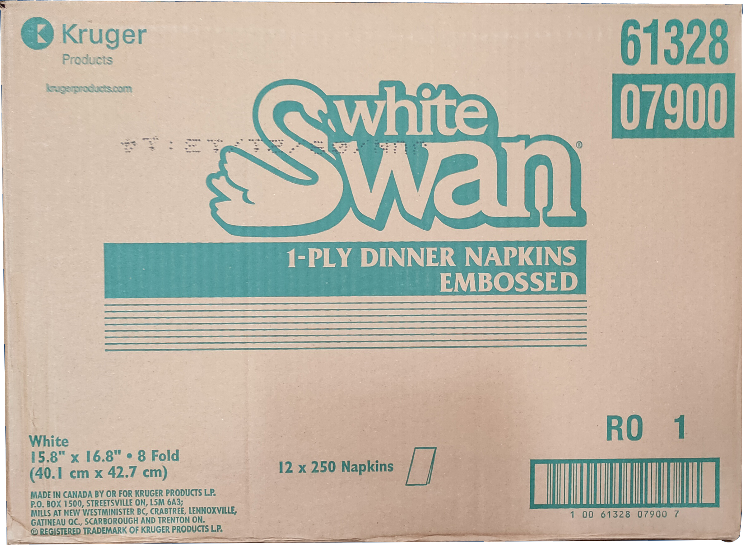 SERVIETTE A DÎNER 1 PLI WHITE SWAN 12/250 pcs
