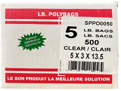 SAC EN PLASTIQUE 5 LBS  5x3x13.5"  500 pcs