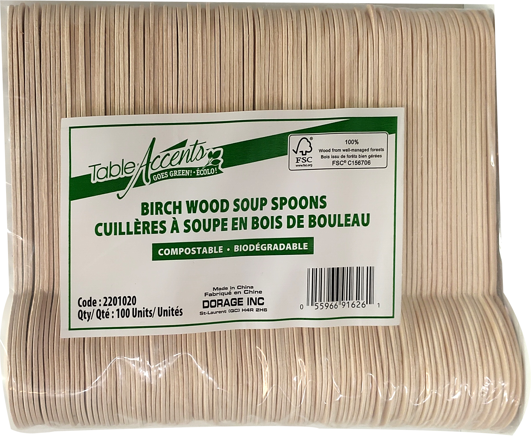 CUILLÈRES À SOUPE EN BOIS 10/100 pcs