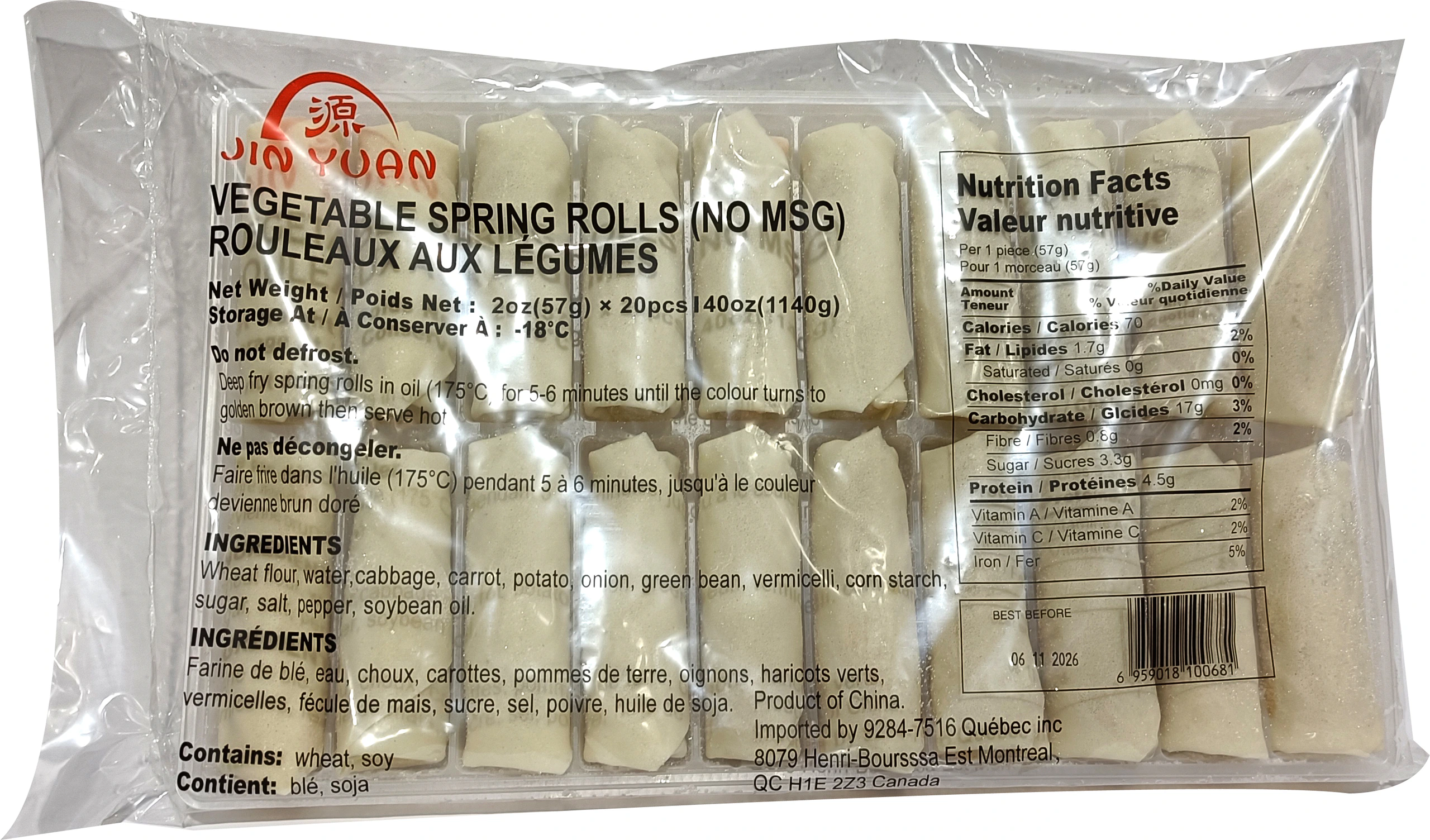 ROULEAUX AUX LÉGUMES 57 G J.Y. 10/20 pcs